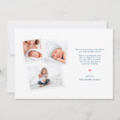 フルブリードエレガントフォト新生児の紹介 案内状 (裏面)