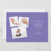 フルブリードエレガントフォト新生児の紹介 案内状 (裏面)