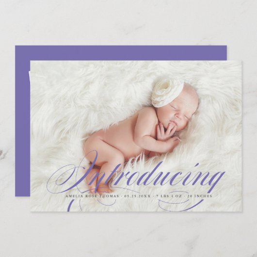 フルブリードエレガントフォト新生児の紹介 案内状 (正面/裏面)