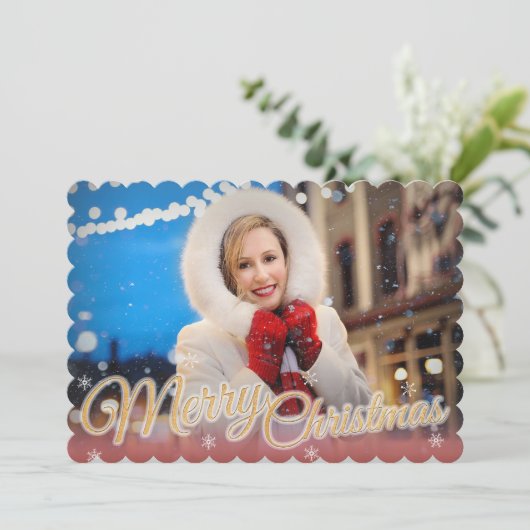 フルブリードフォトクリスマスシーズンのグリーティングカード (スタンド正面)