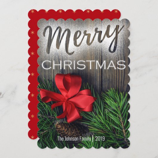 フルブリードフォトメリー独身のクリスマスカード1枚 (正面/裏面)