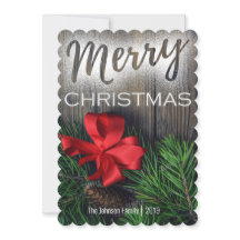 フルブリードフォトメリー独身のクリスマスカード1枚