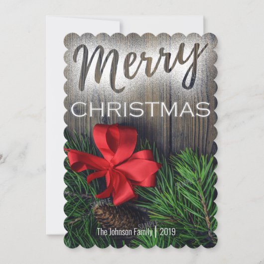 フルブリードフォトメリー独身のクリスマスカード1枚 (正面)