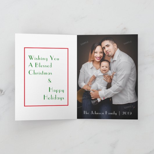 フルブリードフォトメリー独身のクリスマスカード1枚 シーズンカード (内部)