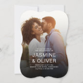 フルブリードモダン婚約写真ウェディングパーティー 招待状 (正面)