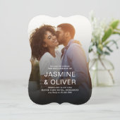 フルブリードモダン婚約写真ウェディングパーティー 招待状 (スタンド正面)