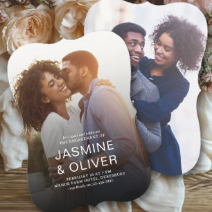 フルブリードモダン婚約写真ウェディングパーティー 招待状