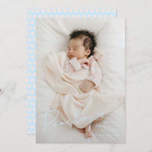 フルブリードモダン書道ベビー名 案内状 (正面/裏面)