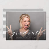 フルブリード写真の卒業発表とパーティー 招待状 (正面/裏面)