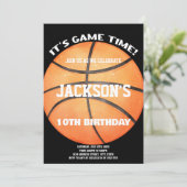 フルボールブラックバスケットボールボールホワイト招待状 招待状 (スタンド正面)