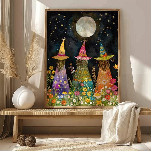 フルムーンお洒落アートの下のウィッカラフルチ ポスター