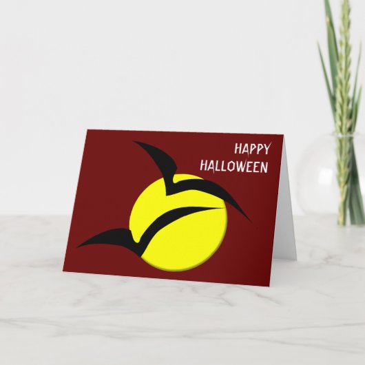 フルムーンとこうもりカスタムハロウィンカード カード (正面)