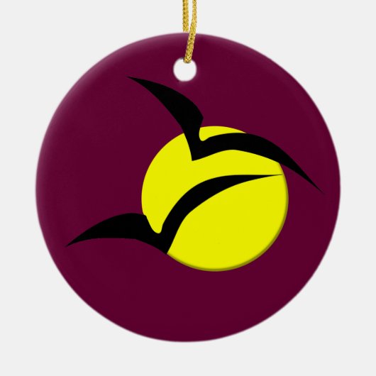 フルムーンとこうもりペンダント セラミックオーナメント (正面)