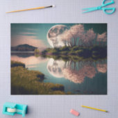 フルムーンとピンクのフローラツリーの分離 薄葉紙 (クラフト)