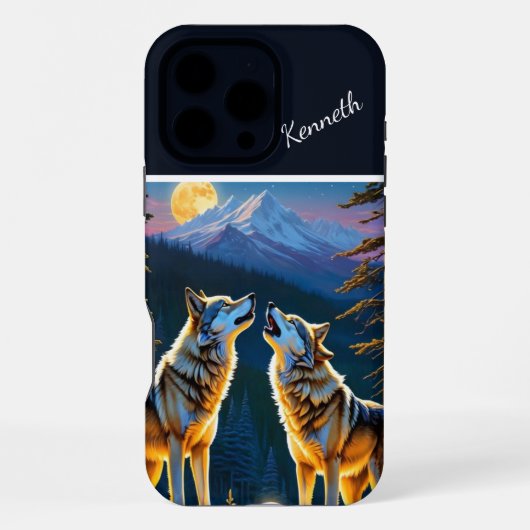 フルムーンのオオカミの光 iPhoneケース (裏面)