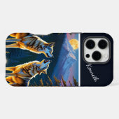フルムーンのオオカミの光 iPhoneケース (裏面横)