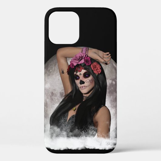 フルムーンのスugar Skull ゴシックパープルアイーズ Case-Mate iPhoneケース (裏面)
