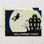 フルムーンアンドハウス幽霊のよく出るハロウィーン招待状 招待状 (正面/裏面)