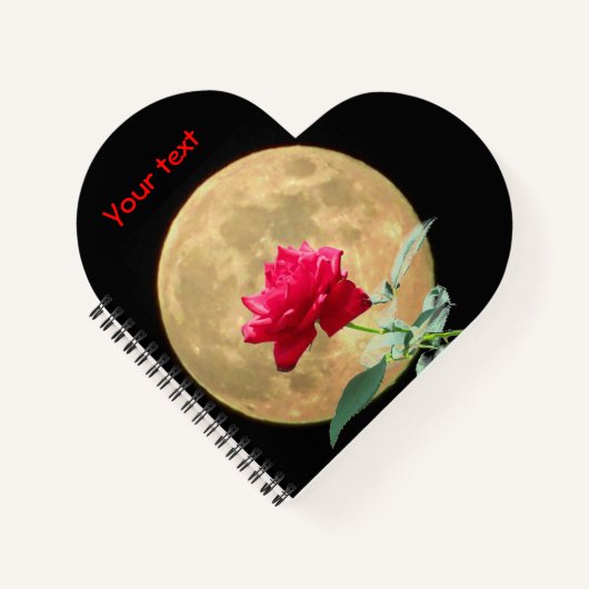 フルムーンアンドフル開花レッドローズ ノートブック (正面)