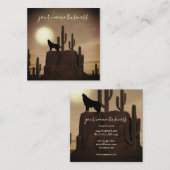 フルムーンウルフハウリングデザートサボテン スクエア名刺 (正面/裏面)