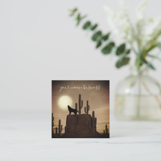 フルムーンウルフハウリングデザートサボテン スクエア名刺 (スタンド正面)