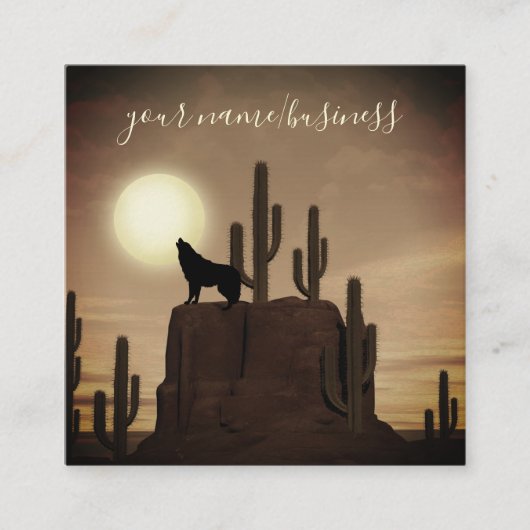フルムーンウルフハウリングデザートサボテン スクエア名刺 (正面)