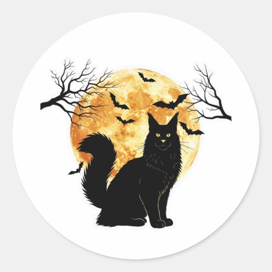 フルムーンクーン – Maine Coonハロウィーン ラウンドシール (正面)