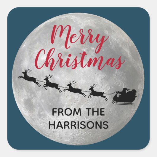 フルムーンサンタソリデザインステッカーラベル スクエアシール (正面)