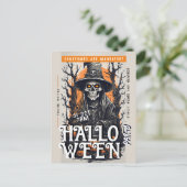 フルムーンスカルホイッチハローウィンパーティ招待状 ポストカード (スタンド正面)