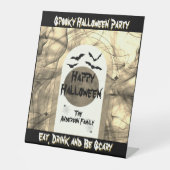 フルムーンスパイダーこうもり不気味怖いハッピーハローウィン 台座サイン (正面)