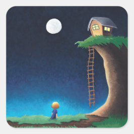 フルムーンナイトスカイスクエアステッカー スクエアシール