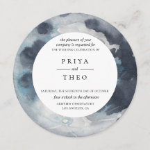 フルムーンネイビーブルー結婚式招待状