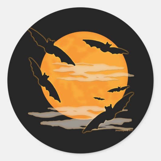 フルムーンハロウィーンこうもり ラウンドシール (正面)