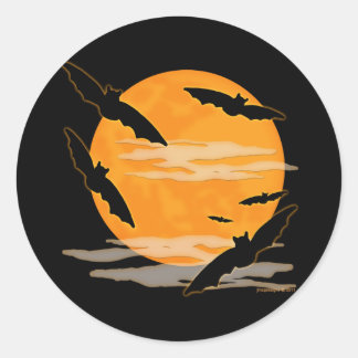 フルムーンハロウィーンこうもり ラウンドシール