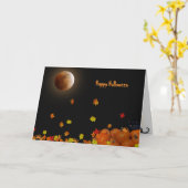 フルムーンハロウィーンと葉 カード (黄色い花)