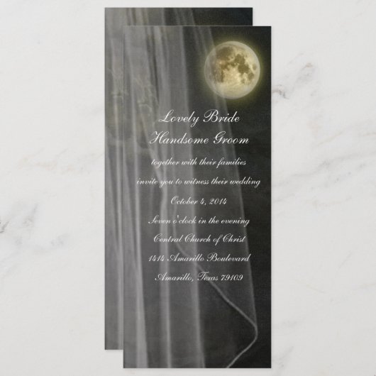 フルムーンブラックナイトヴェールトール結婚式招待状 招待状 (正面/裏面)
