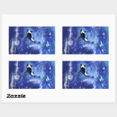 フルムーンブルーステッカーにキラーホエー絵画ル 長方形シール (シート)