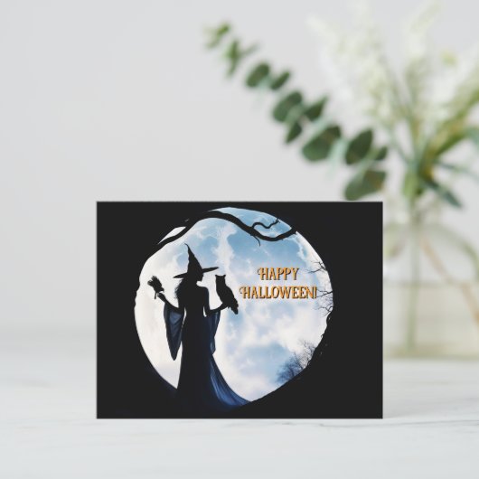 フルムーンレイヴンフクロウのハロウィンの魔女 シーズンポストカード (スタンド正面)