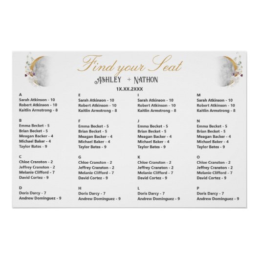 フルムーンワイルドフラワー金ゴールドウォーター結婚カラーのシート ポスター (正面)