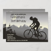 フルムーン付きマウンテンバイクサイクリング誕生日 招待状 (正面/裏面)