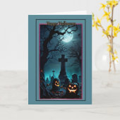 フルムーン墓地ハロウィンカード カード (黄色い花)