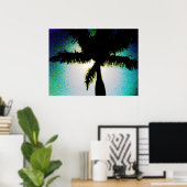 フルムーン&パームツリー ポスター (ホームオフィス)