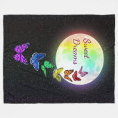 フルムーン&レインボー蝶スウィートドリームズ フリースブランケット (正面(横))