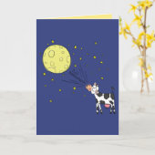フルムーン – 牛おもしろいの月のグリーティングカード カード (黄色い花)