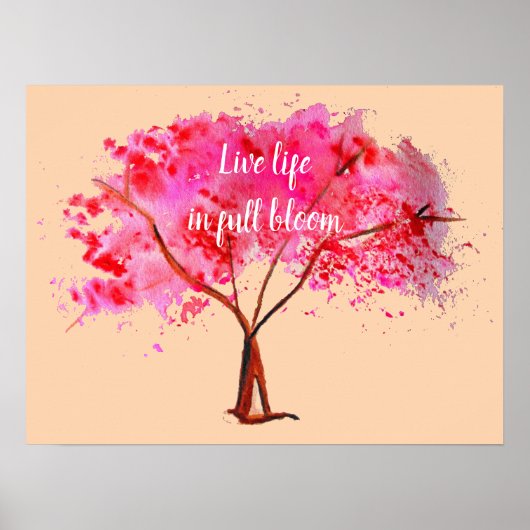 フルライフ開花引用文ピンクさくらんぼブロッサム ポスター (正面)