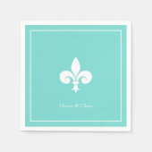 フルーアのエレガントティール(緑がかった色)の花 スタンダードカクテルナプキン (正面)