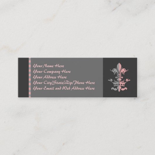 フルーアのハートの王冠-ピンク スキニー名刺 (正面)