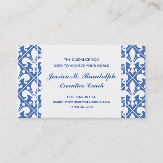 フルーアエレガントデライズエグゼクティブブルーアンドホワイト 名刺 (正面)