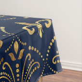 フルーアエレガント·デ·リス·パターン-金ゴールドと深い·ブルー テーブルクロス (インサイチュ)