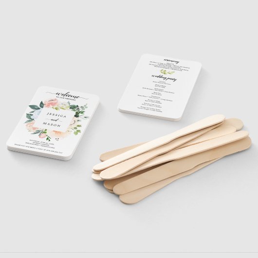 フルーアジョリーウォーターカラーフローラ結婚式 プログラムファン ハンドファン (組立なし)